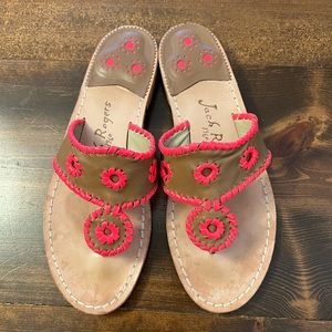 Jack Rogers Sandals Brown and Fluorescent Pink Size 8.5 EUC